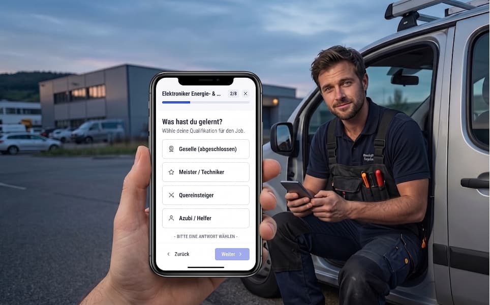 Fachkräftemangel ade: Wie Handwerksbetriebe mit Mobile-First-Bewerbungen Top-Talente gewinnen. Schluss mit komplizierten Portalen! Erfahre Sie hier, wie Sie Top-Gesellen in 60 Sekunden überzeugen